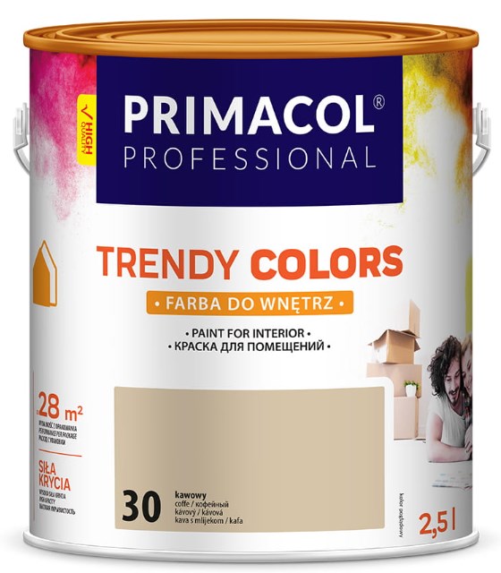 Farba akrylowa Trendy Colors 2,5 l mat kawowy do ścian i sufitów